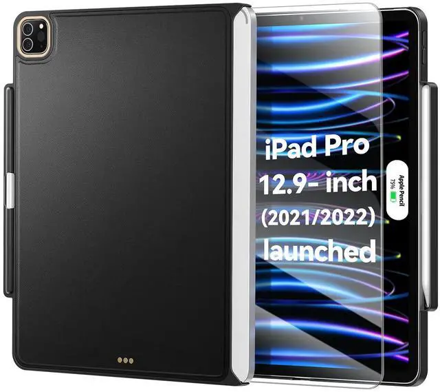 Main image of Magic-Keyboard Compatible Case for iPad Pro-12.9 - Cases with Pencil Holder & Screen Protector for SmartKeyboard Folio 6th/5th Generation Pro 12.9, Ultra-Thin and Slim (Keyboard Not Included), Black