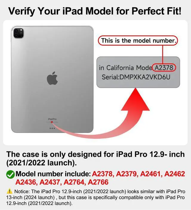 Alt view image 2 of 5 - Magic-Keyboard Compatible Case for iPad Pro-12.9 - Cases with Pencil Holder & Screen Protector for SmartKeyboard Folio 6th/5th Generation Pro 12.9, Ultra-Thin and Slim (Keyboard Not Included), Black