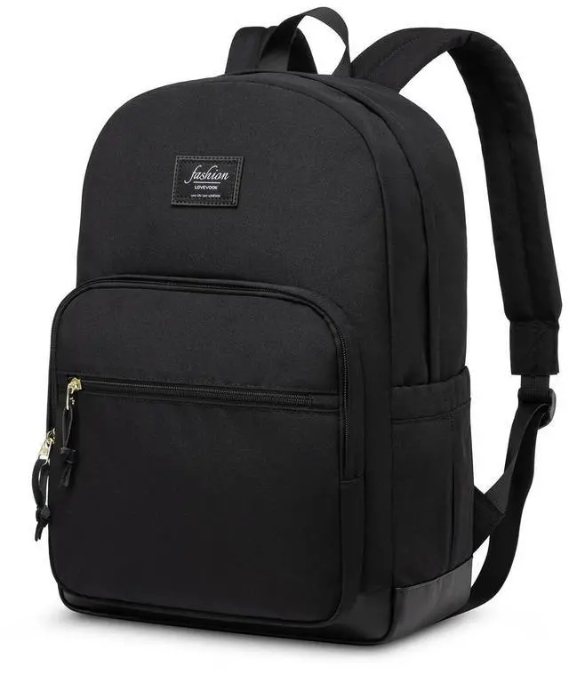 Main image of LOVEVOOK Black Backpack for High School, Lightweight College Laptop Backpack, Water resistant Basic Middle School Bookbag Casual Daypack for Travel, Fits 15.6" Laptop