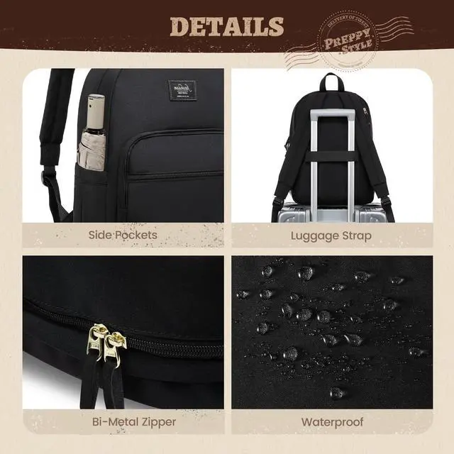 Alt view image 5 of 5 - LOVEVOOK Black Backpack for High School, Lightweight College Laptop Backpack, Water resistant Basic Middle School Bookbag Casual Daypack for Travel, Fits 15.6" Laptop