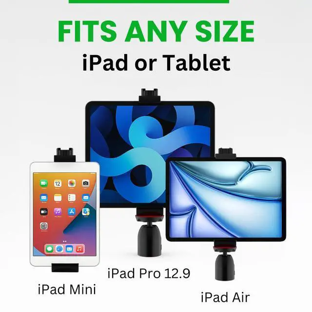 Alt view image 2 of 5 - KobraTech TabMount 360 iPad Tripod Mount Holder | Includes Swivel Ball Head and Bluetooth Remote iPad Holder for Tripod (Mount Only)