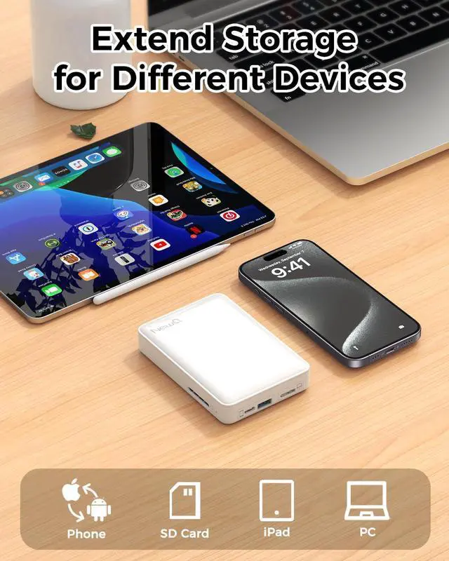 Alt view image 5 of 5 - NEWQ Hard Drive for Phone & Computer: USB Flash Storage Device Photo Memory Stick for iPhone, iPad, MacBook Compatible with Apple iOS & Android Cellphone Backup Pictures, Videos, Etc (2, TB)