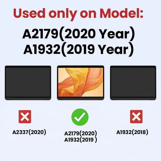 Alt view image 3 of 5 - YUSE A2179 2020/A1932 2019 Screen Replacement 13.3 for MacBook Air 13-inch Retina LCD (Model: EMC 3302 EMC 3184 MVFH2 MVFJ2 MWTJ2 MWH22) 2560x1600 A Full LED LCD Display Assembly (Rose Gold)