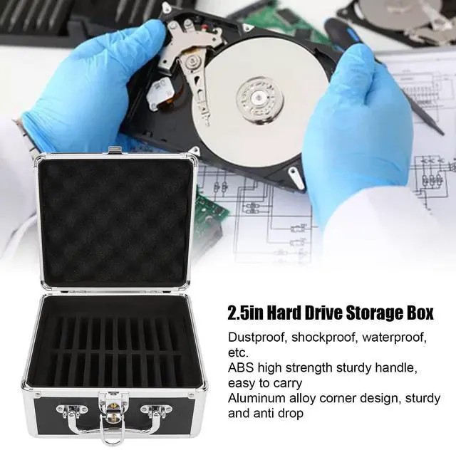 Alt view image 2 of 5 - Pomya 2.5In Hard Drive Storage Box 20 Bays 2.5 Inch Hard Disk Box Double Handle Hard Drive Case with Security Lock for 2.5 Inch Hard Drive