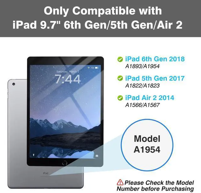 Alt view image 2 of 5 - OYEEICE Keyboard case for iPad 9.7 inch, iPad 6th Gen (2018), iPad 5th Gen (2017), iPad Air 2 (2014) - 7 Color Backlit Wireless Keyboard with Pencil Holder for iPad 6th/5th Pro 9.7'' Air 2/1 - Teal