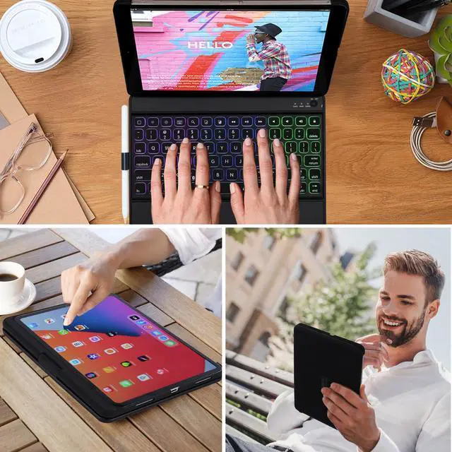 Alt view image 4 of 5 - LENRICH Keyboard case for iPad 11th A16 2025&10th Generation 10.9 inch 2022, Multi Touchpad 360 Swivel Light Thin Cover Backlight 10&11 Gen