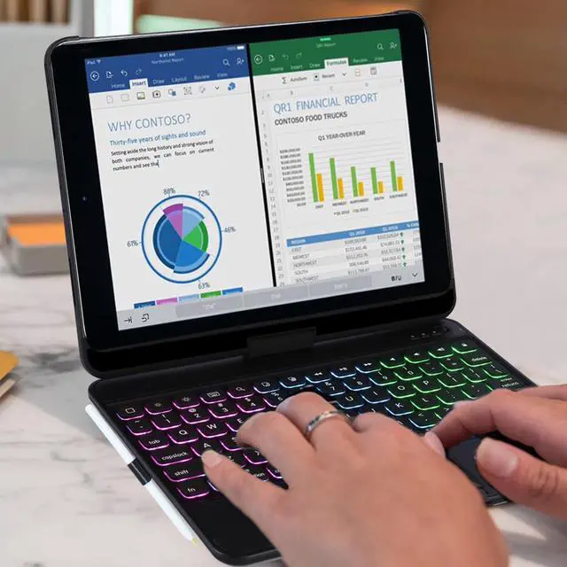 Alt view image 5 of 5 - LENRICH Keyboard case for iPad 11th A16 2025&10th Generation 10.9 inch 2022, Multi Touchpad 360 Swivel Light Thin Cover Backlight 10&11 Gen