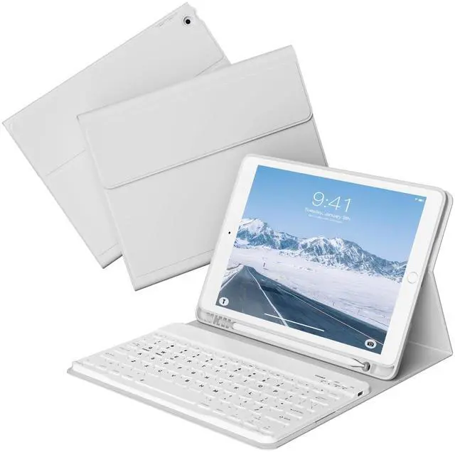 Main image of kenke Keyboard Case for iPad 9th/8th/7th Generation (10.2 Inch, 2021/2020/2019), Magnetic Detachable Wireless Bluetooth Keyboard, Thin & Light Keyboard Case with Pencil Holder, Gray