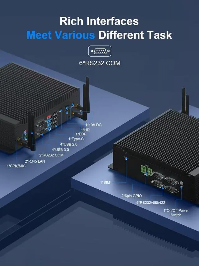 Alt view image 3 of 5 - HYSTOU Mini - PC Fanlesss Computer: I5 10210U 16GB Ram DDR4 512GB SSD Industrial Mini PC