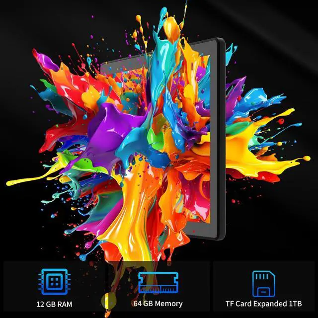 Alt view image 3 of 5 - Latest 2025 Upgraded Android Tablet 10.1 Inch with IPS HD Touch Screen, Dual Camera, 64GB Storage 1TB Expansion, 8 in 1 Tablets Kit with Keyboard, Protective Case, Mouse, Stylus, BT 5.4, WiFi 6