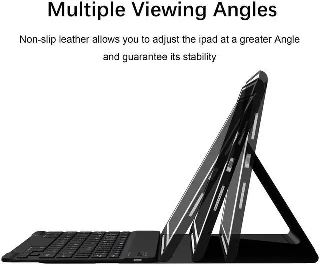 Alt view image 3 of 5 - Divufus Keyboard Case for iPad 9.7 Inch 2018/2017 6th/5th Generation, Air 2/1 [Magnetic Detachable Wireless Keyboard][Support 3 System] Flip Stand Case with Pencil Holder for iPad 9.7, Black