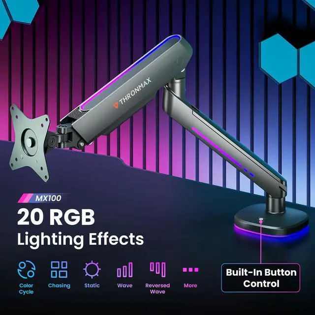 Alt view image 2 of 5 - THRONMAX MX100 Monitor Mount for 12''-45'' inch Screens, Heavy Duty Fully Adjustable Steal Stand, Gas Spring Arm, VESA Mount with Clamp, Black