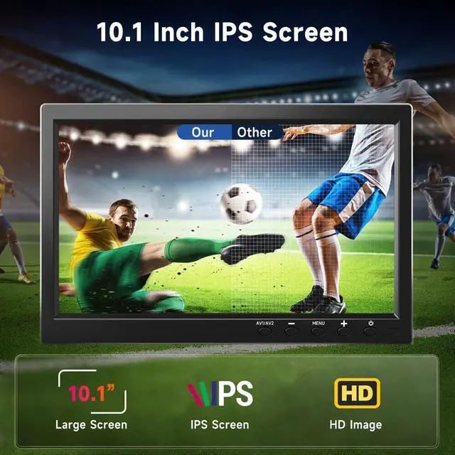 Alt view image 4 of 5 - podofo 10.1 HD Monitor for Mini TV & Car Video Player & Computer Display TFT LCD Color Screen for Car Backup Camera & Home Security System Built in Speaker Support BNC/AVI/VGA/HDMI