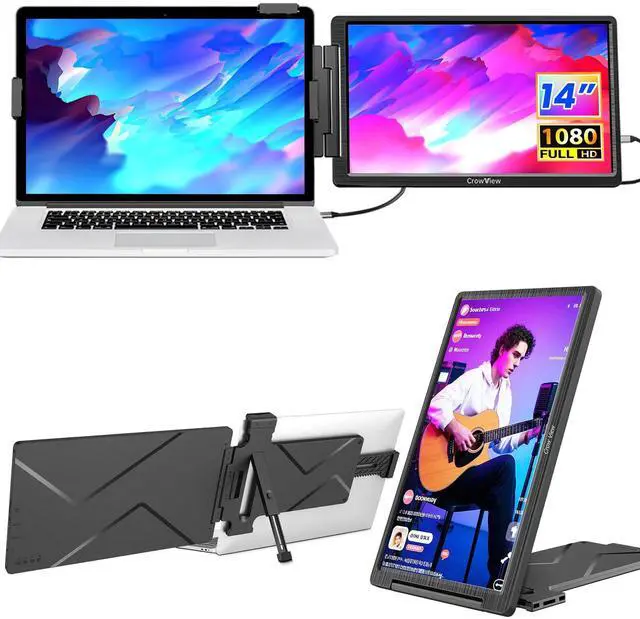 Main image of FamilyKit Laptop Screen Extender, 14" 1080P CrowView Laptop Monitor Extender, FHD Portable Monitor for Laptop (13"-16.5"), Compatible with Android Mac Wins