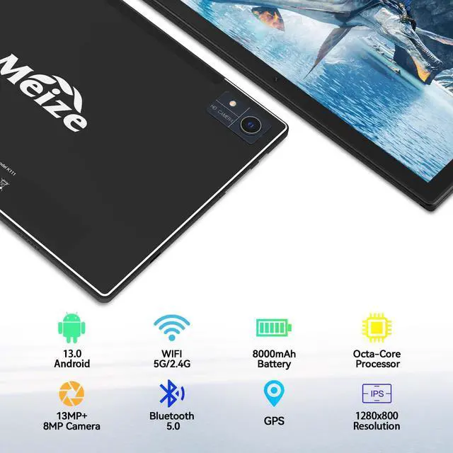 Alt view image 3 of 5 - Latest 2025 Android 13 Tablet, 128GB+16(8+8 Expand)GB/512GB Expandable, Octa-Core Tablet with 5G WiFi, 8000mAh Battery, 10.1 inch Tableta with 21MP Camera, Tableta with Keyboard, Bluetooth,Mouse, Case