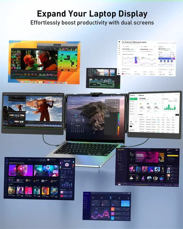 Alt view image 4 of 5 - MarsMyth S2 14-inch Laptop Screen Expander, 1920x1080 IPS Display, 60Hz Refresh Rate, C-Type HDMI Input, Portable Monitor for Laptop - Ideal for Travel, Home Office and Dual-Screen Setups
