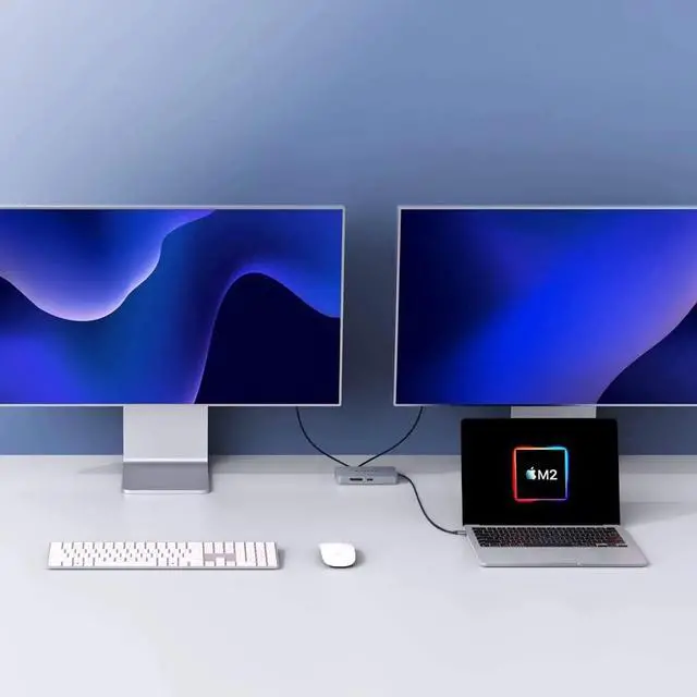 Alt view image 2 of 5 - HyperDrive 4K Dual HDMI USB C Hub M1 MacBook 10in1: Dual 4K HDMI, Gigabit Ethernet, USB-A, USB-C, USB-C 100W Power Delivery, MicroSD/SD, Headphone Jack for MacBook Pro/Air(M1), Windows PC, Chromebook