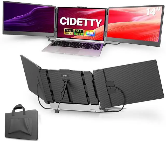 Main image of CIDETTY Laptop Screen Extender, 14'' FHD 1080P IPS Ultra-Thin Dual/Triple Monitor Display, HDMI/USB-C Plug-Play Portable Monitor for Laptop, Built-in Speakers(Mac, Win, Android)