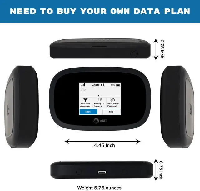 Alt view image 5 of 5 - AT&T Wireless Hotspot Pocket WiFi 4G LTE MiFi 8000 | Free VPN Mobile Hotspot for Travel | 4G Mobile Portable WiFi | Unlocked Globally | Near 5G Speed up to 1200 Mbps | EVDO-LINK Bundle AT&T Sim Card