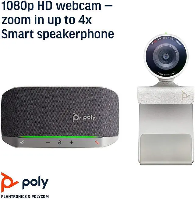 Alt view image 3 of 5 - Plantronics Poly - Studio P5 Webcam with Poly Sync 20+ Speakerphone Kit Polycom - 1080p HD Professional Video Conferencing Camera & Bluetooth Wireless Smart Speakerphone-Certified for Zoom & Teams