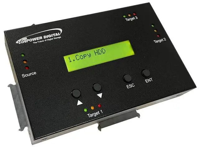 Main image of Vinpower Digital 1 to 3 SATA 2.5" & 3.5" Hard Disk Drive/Solid State Drive (HDD/SSD) Clone Duplicator and DOD Level Eraser
