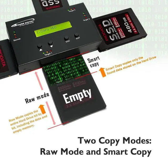 Alt view image 4 of 5 - Vinpower Digital 1 to 3 SATA 2.5" & 3.5" Hard Disk Drive/Solid State Drive (HDD/SSD) Clone Duplicator and DOD Level Eraser