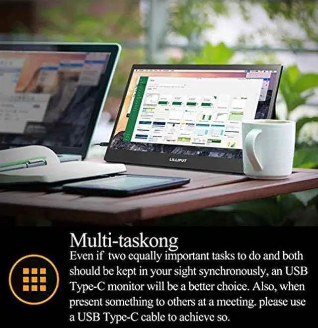 Alt view image 4 of 5 - LILLIPUT Thin Portable lCD HD Monitor UMTC-1400 14 USB Type C Hdmi for Laptop,Phone,Xbox,Switch and Ps4 Portable lcd Gaming Monitor