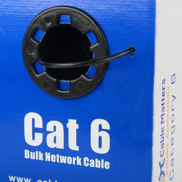 Alt view image 4 of 5 - Cable Matters [UL Listed] 10Gbps in-Wall (CM) Rated 23AWG Bare Copper Cat 6 Cable - 1000ft, Solid, UTP Cat6 Bulk Ethernet Cable, Cat6 Ethernet Cord, Black