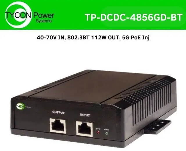 Alt view image 2 of 2 - Tycon Power Systems TP-DCDC-4856GD-BT 40-70V in, 802.3BT 112W Out, 5G PoE Inj