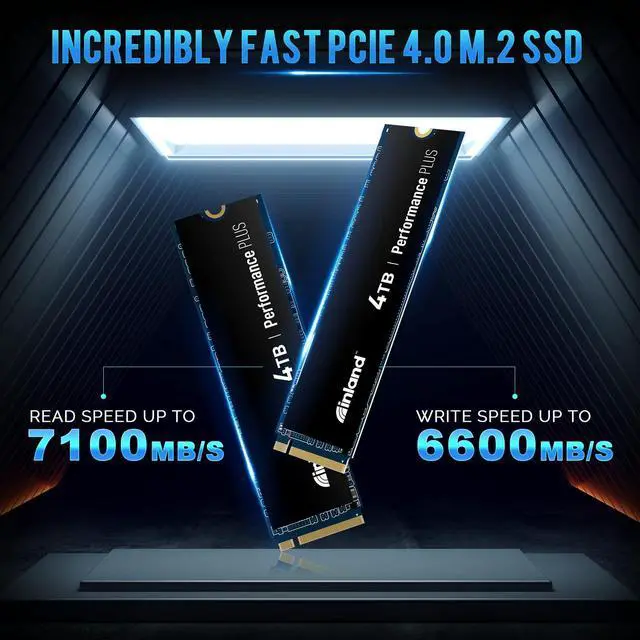 Alt view image 2 of 5 - INLAND 4TB Performance Plus NVMe Internal Gaming SSD Solid State Drive Optimized for PS5 - Gen4 PCIe, M.2 2280, DRAM Cache, 176-Layer TLC 3D NAND Flash, Up to 7200MB/s
