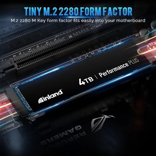 Alt view image 5 of 5 - INLAND 4TB Performance Plus NVMe Internal Gaming SSD Solid State Drive Optimized for PS5 - Gen4 PCIe, M.2 2280, DRAM Cache, 176-Layer TLC 3D NAND Flash, Up to 7200MB/s