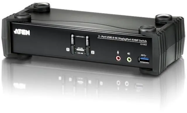 Main image of ATEN CS1922 2-Port USB 3.0 4K DisplayPort KVMP Switch (Cables Included) MST DP++ HDMI DVI via DP to HDMI/DVI, DP++ Adapter