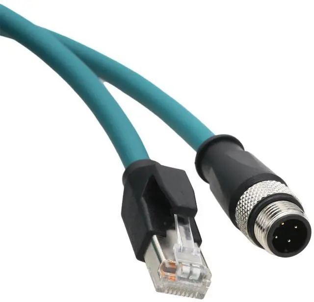 Alt view image 3 of 5 - HangTon Industrial Ethernet M12 4 Pin D-Coded RJ45 CAT5e Cable, Profinet Fieldbus Network Control LED PoE Power Sensor Shielded Blue 4m