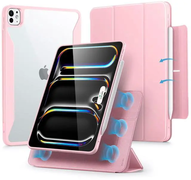 Main image of ESR for iPad Pro 13 Inch Case M4(2024), iPad Pro 13 Case with Pencil Holder, Removable Magnetic Cover, Vertical Stand, Fully Supports Pencil Pro and Pencil(USB-C), Rebound 360 Series, Pink