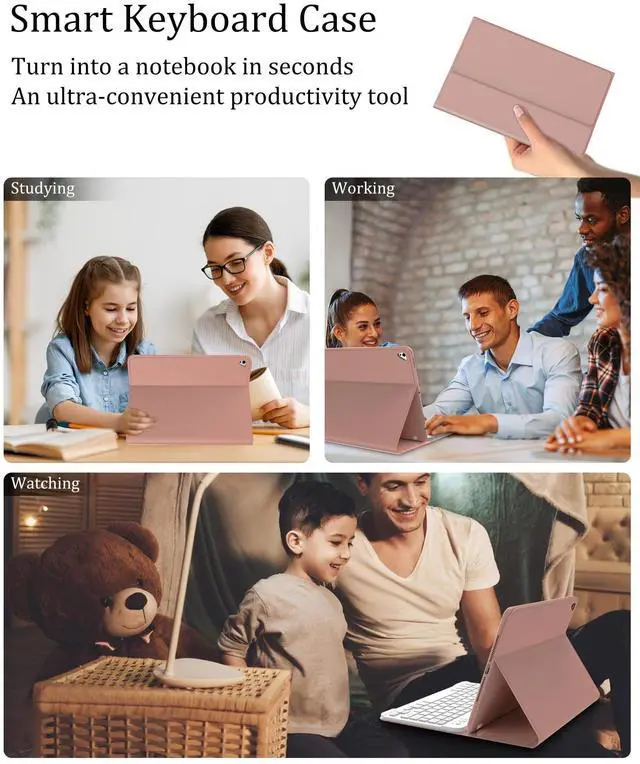 Alt view image 5 of 5 - Keyboard Case for iPad 9th Generation 2021 10.2 Inch, Detachable Wireless Rechargeable Keyboard for iPad 8th/7th Gen, Slim Folio Stand Cover with Pencil Holder for iPad Pro 10.5" / iPad Air 3rd Gen