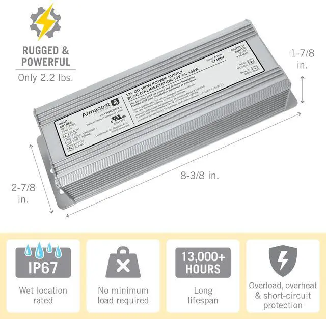 Alt view image 2 of 5 - Armacost Lighting 100 Watt Standard Indoor/Outdoor Power Supply 811004