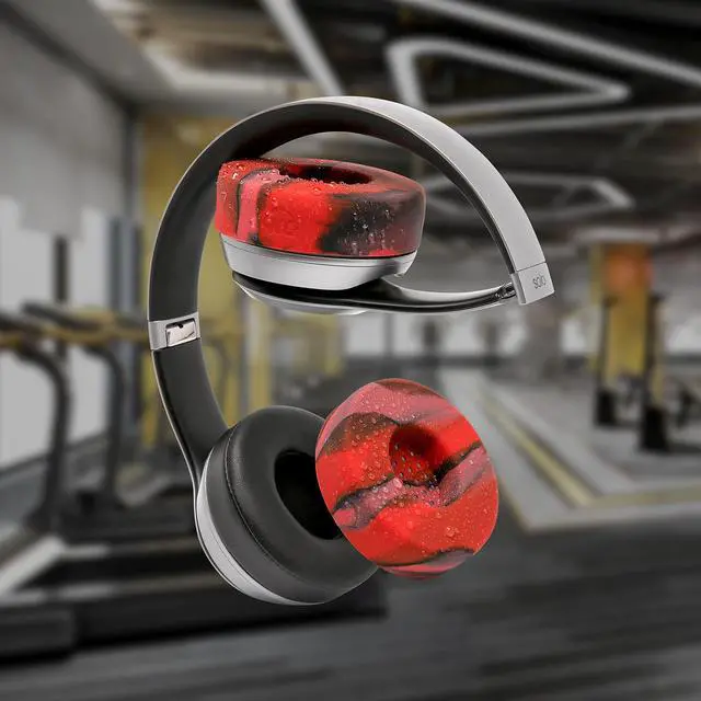 Alt view image 4 of 5 - WC SweatZ Solo - Patented Earpad Sweat Covers for Beats Solo 4 & 3, Made by Wicked Cushions | Sweatproof & Machine Washable | Lava