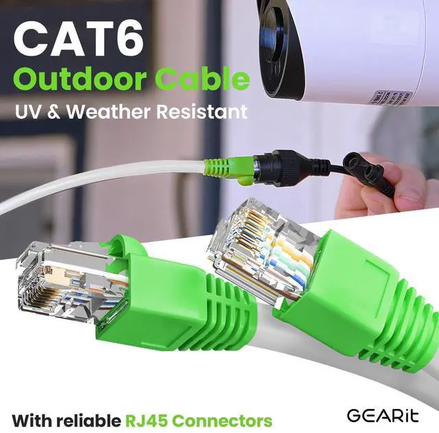 Alt view image 2 of 5 - GEARit RJ45 Cat-6 Ethernet Patch Cable, 10Gpbs Transfer Speed, Gold-Plated Connectors, Copper Clad, Outdoor, UV Resistant, Direct Burial, Waterproof, Durable, 250 Foot (76.2 Meters), White