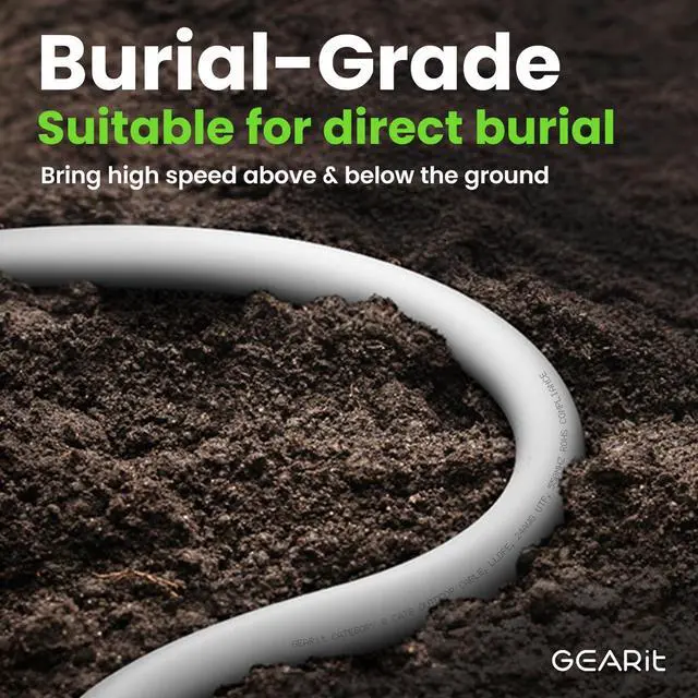 Alt view image 3 of 5 - GEARit RJ45 Cat-6 Ethernet Patch Cable, 10Gpbs Transfer Speed, Gold-Plated Connectors, Copper Clad, Outdoor, UV Resistant, Direct Burial, Waterproof, Durable, 250 Foot (76.2 Meters), White