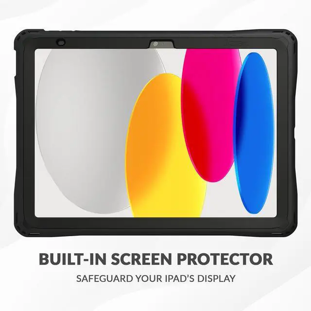 Alt view image 4 of 5 - UZBL Case for iPad 10th Generation 10.9 Inch (2022), Aftershock Protective Clear Case, Built-in Screen Protector with Adjustable Kickstand, Complete Protection (Model #s A2696, A2757, A2777)