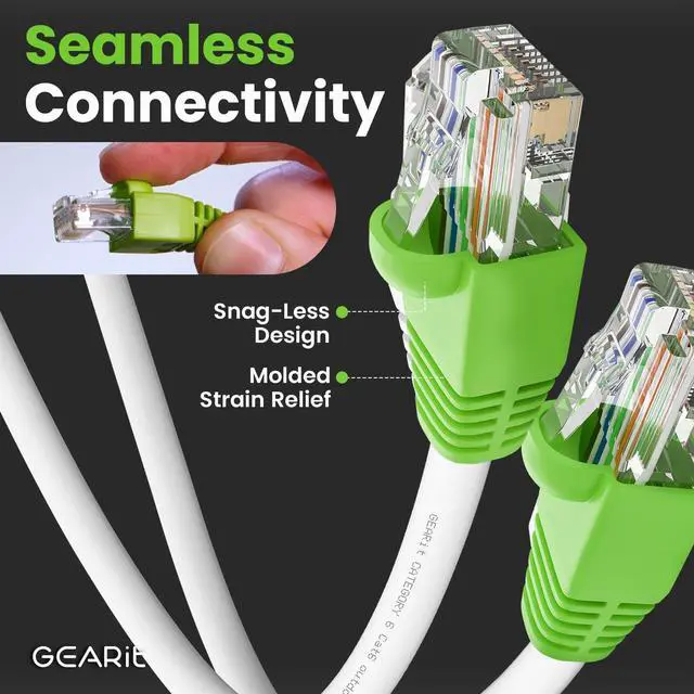 Alt view image 5 of 5 - GEARit RJ45 Cat-6 Ethernet Patch Cable, 10Gpbs Transfer Speed, Gold-Plated Connectors, Copper Clad, Outdoor, UV Resistant, Direct Burial, Waterproof, Durable, 250 Foot (76.2 Meters), White