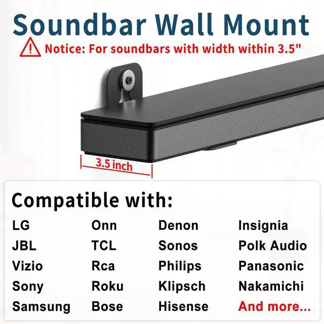 Alt view image 3 of 4 - Universal Speaker Stands Pair of Height Adjustable Extend 33" to 42" - Speaker Stand with Soundbar Mount Speaker Wall Mount for Samsung, Vizio, Klipsch and More Rear Speaker Stands for Surround Sound
