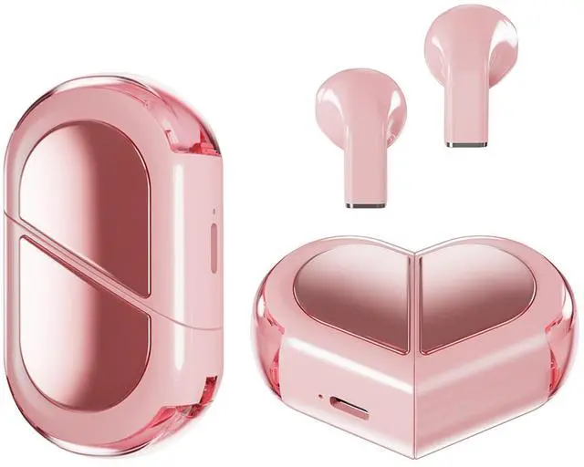 Main image of Ttbesmi Pink Heart Wireless Earbuds for Girls Kids, Cute Mini Tiny Small Invisible Earbuds Wireless Bluetooth for Small Ears Canals Women Rose Gold Kawai Blue Tooth Ear Buds for iPhone Android