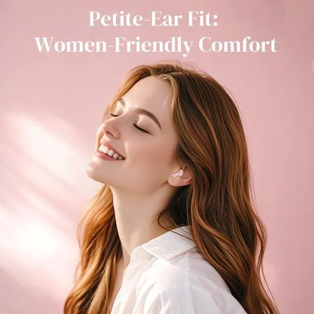Alt view image 4 of 5 - Ttbesmi Pink Heart Wireless Earbuds for Girls Kids, Cute Mini Tiny Small Invisible Earbuds Wireless Bluetooth for Small Ears Canals Women Rose Gold Kawai Blue Tooth Ear Buds for iPhone Android