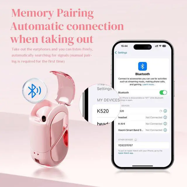 Alt view image 5 of 5 - Ttbesmi Pink Heart Wireless Earbuds for Girls Kids, Cute Mini Tiny Small Invisible Earbuds Wireless Bluetooth for Small Ears Canals Women Rose Gold Kawai Blue Tooth Ear Buds for iPhone Android