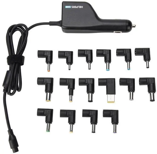 Main image of Helpers Lab 12V 24V Input Laptop Car Charger 16V 18.5V 19V 19.5V 20V DC Power Adapter 90W with 18W QC3.0 USB & 16 Tips 108W Universal for HP Dell IBM Lenovo Acer ASUS Compaq Samsung Sony and More