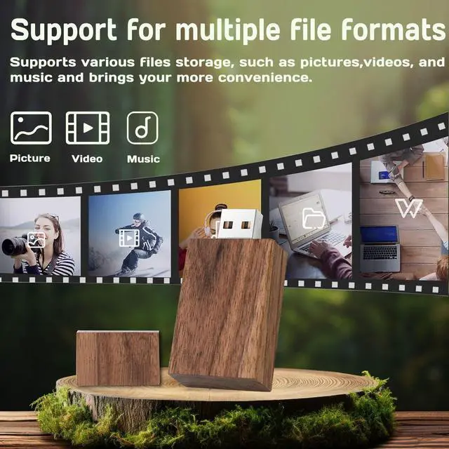 Alt view image 5 of 5 - 32GB Wood Flash Drive 3.0 5 Pack, FEWINA Rectangle Walnut Wooden Thumb Drive 32 GB USB Stick Gig Stick USB3.0 Memory Stick Jump Drive for Backup Picturs/Videos Ideal Gift (5PCS / Walnut)