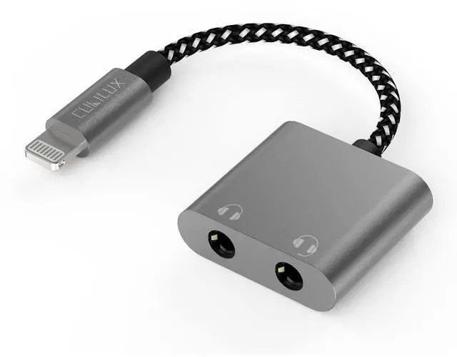 Main image of Cubilux Lightning Dual Headphone Splitter [Aluminum Case, Apple MFi Certified] Double 3.5mm Audio Jacks Splitter for 2 Earphones Compatible with iPhone 14 Pro Max 14 Plus/13/12/11/SE 2/Xr/Xs Max, iPad