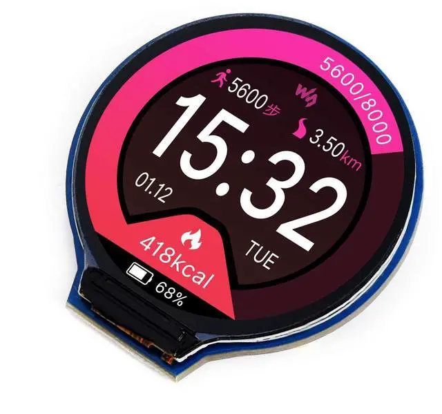 Main image of Waveshare 1.28inch Round LCD Display Module 65K RGB Colors 240×240 Resolution with SPI Interface Embedded GC9A01 Driver, Raspberry Pi 5/4B/3B/Zero/Zero W/Zero 2W/Pico/Pico W/Pico WH