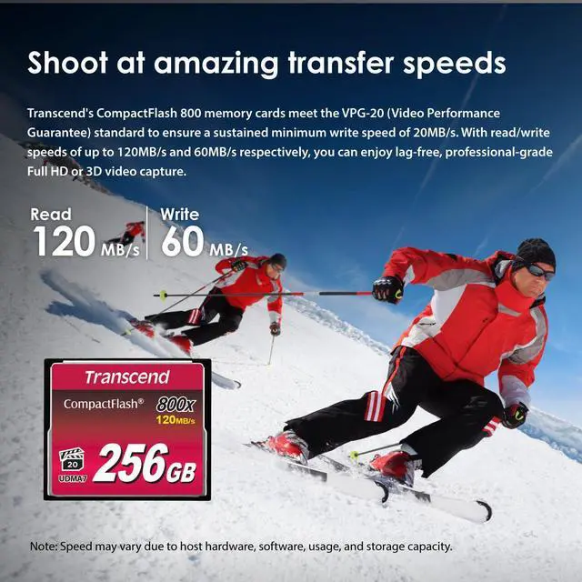Alt view image 5 of 5 - Transcend 32GB CF800, CompactFlash Memory Card, UDMA 7, High Speed, Up to 120MB/s, For Nikon, Canon, digital SLR, MLC - TS32GCF800